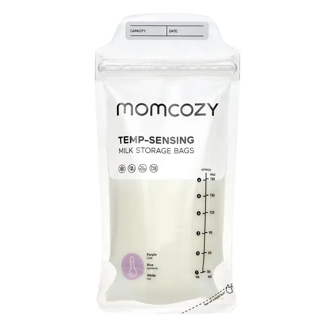 momcozy-temp-sensing-breast-milk-storage-bags-120-pack-6oz-double-zipper-no-leak image 1