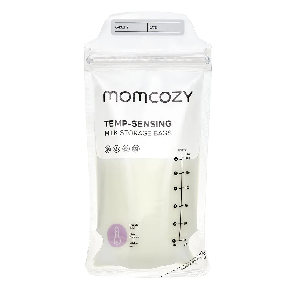 momcozy-temp-sensing-breast-milk-storage-bags-120-pack-6oz-double-zipper-no-leak image 1