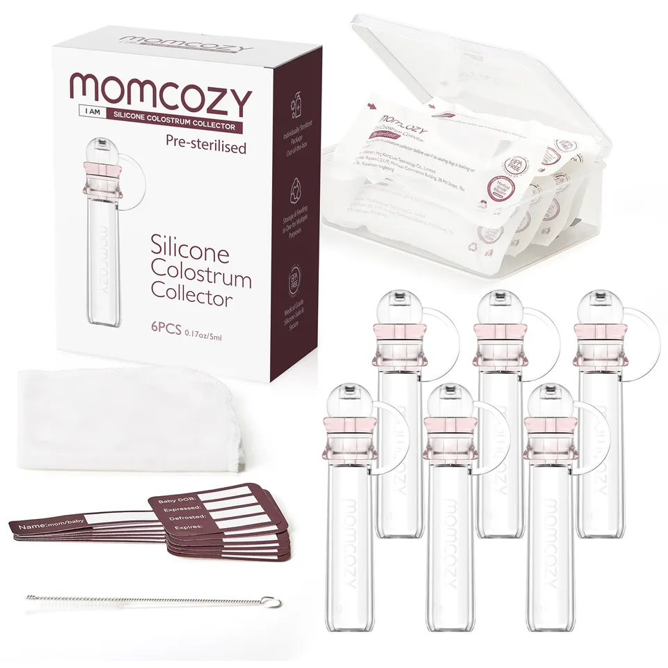 momcozy-colostrum-collector-reusable-breast-milk-collector-5ml-6-pack-with-stora image 1