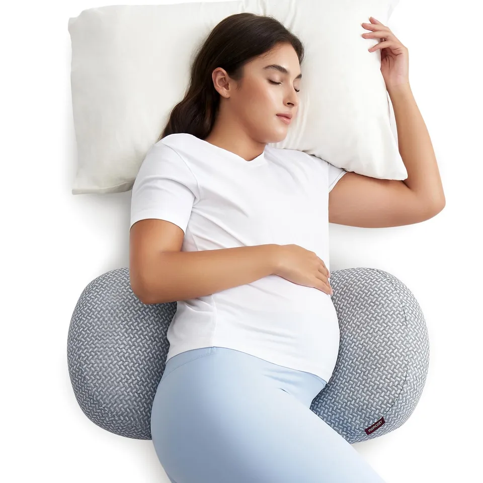 momcozy-memory-foam-portable-pregnancy-pillow-w-shaped-adjustable-maternity-wedg image 1