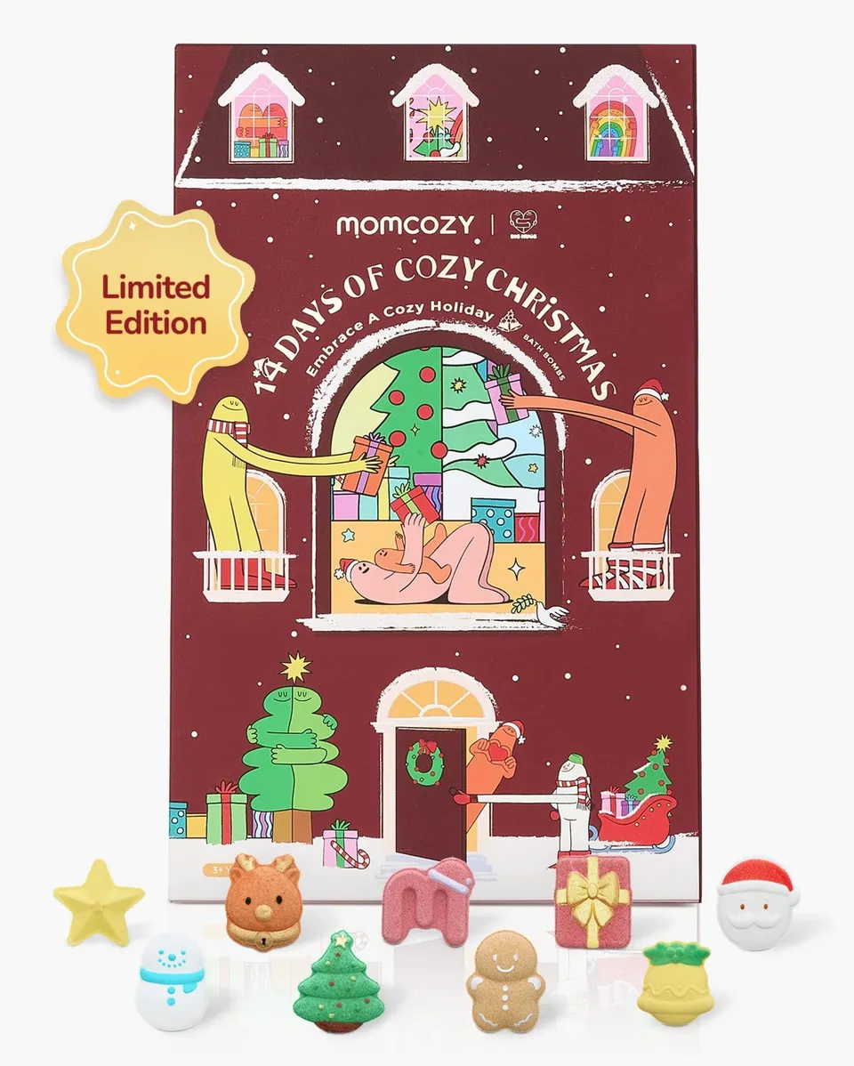 momcozy-big-hugs-christmas-bath-bombs-gift-set-14-pcs-fizzy-bath-fun-for-kids image 1