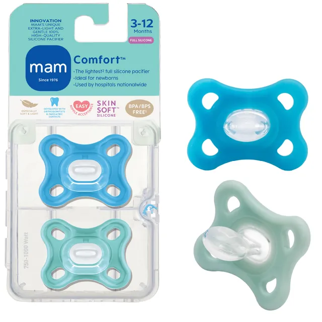 mam-comfort-baby-pacifiers-3-12-months-lightweight-one-piece-silicone-binky-bpa- image 1