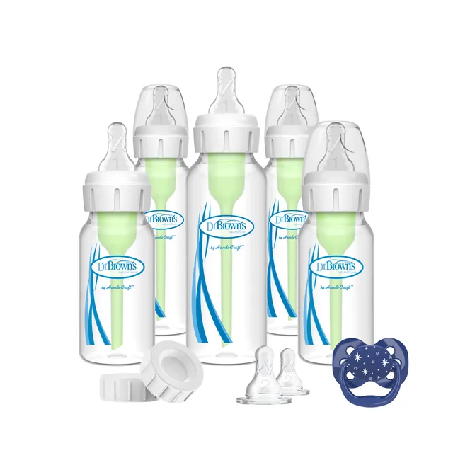 dr-brown-s-natural-flow-anti-colic-options-narrow-baby-bottle-gift-set-with-adva image 1