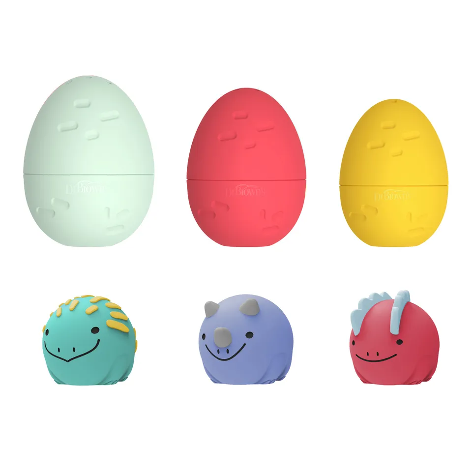 dr-brown-s-cleanup-float-hatch-dino-eggs-bath-toy-3-nesting-dinosaurs image 1