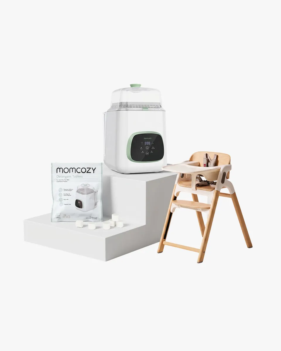 momcozy-clean-feeding-bundle-bottle-washer-high-chair-and-washing-block image 1