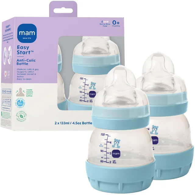 mam-easy-start-anti-colic-vented-baby-bottle-4-5oz-2-pack-boy-extra-slow-flow-0- image 1