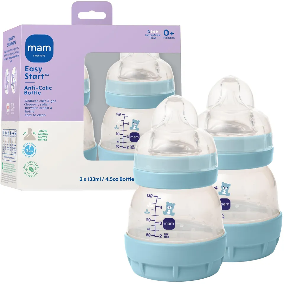 mam-easy-start-anti-colic-vented-baby-bottle-4-5oz-2-pack-boy-extra-slow-flow-0- image 1