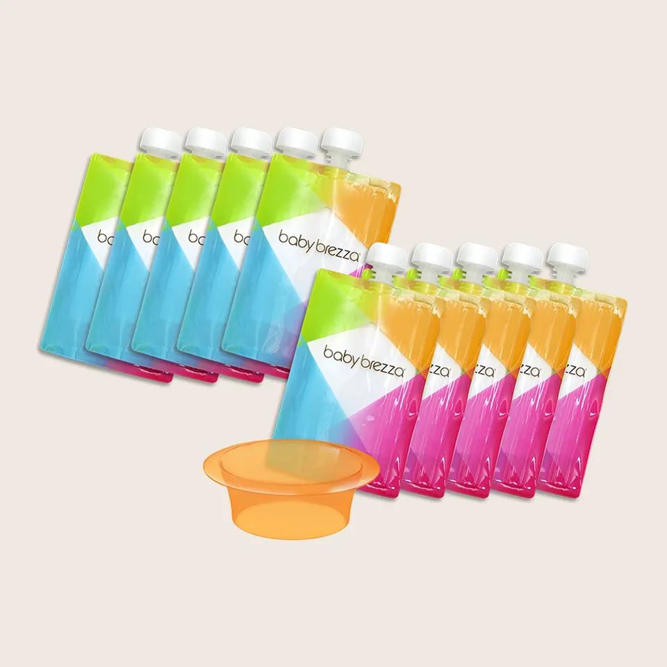 baby-brezza-reusable-baby-food-pouches-10-pack-with-filling-funnel-bpa-free-dish image 1