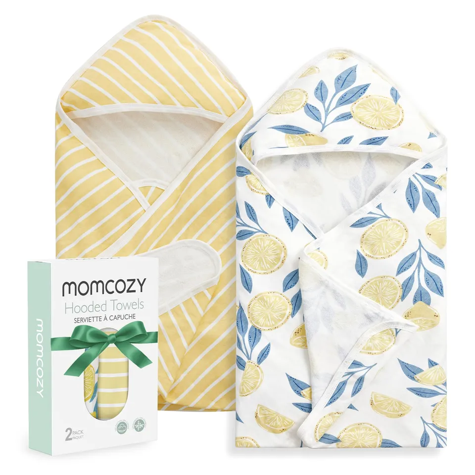 momcozy-baby-towel-with-hooded-ultra-soft-absorbent-bamboo-cotton-blend-set image 1