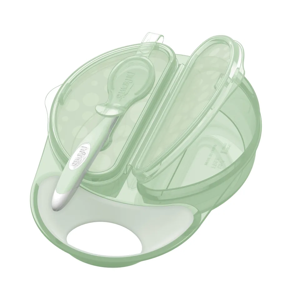 dr-brown-s-travel-fresh-bowl-spoon-combo-light-green image 1
