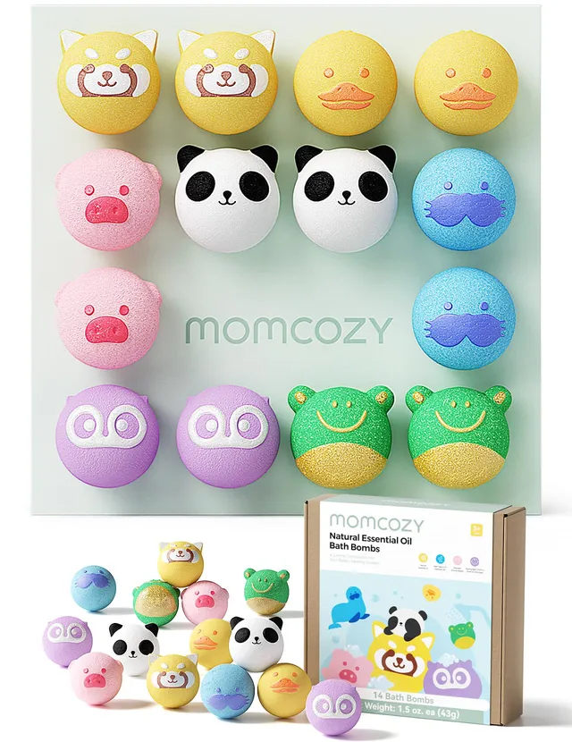 momcozy-14-pack-animal-bath-bombs-with-essential-oils-7-cute-shapes-ph-6-0-gift- image 1