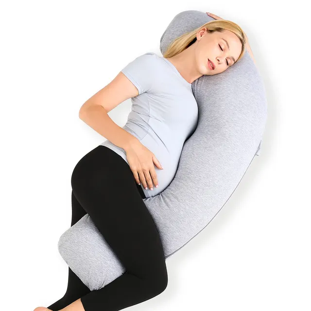momcozy-j-shaped-maternity-body-pillow-for-side-sleeping-soft-jersey-cover-adjus image 1