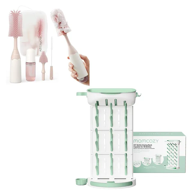 momcozy-diy-larger-bottle-drying-rack-for-18-bottles-bottle-brush-kit image 1