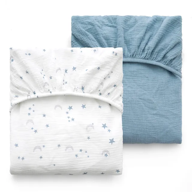 momcozy-muslin-standard-fitted-crib-sheets-52-x28-2-pack-soft-breathable-natural image 1