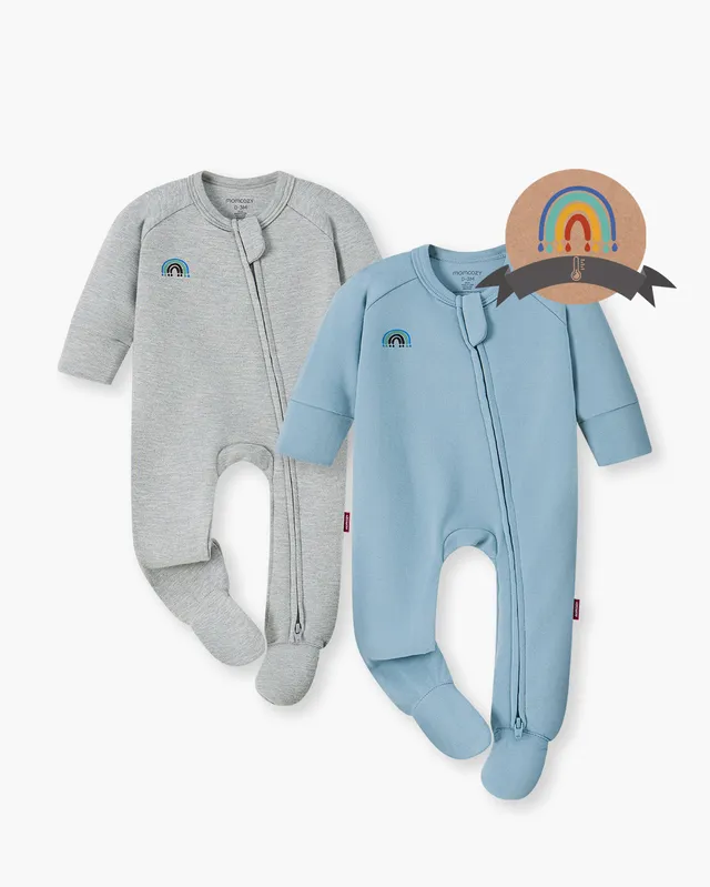 momcozy-baby-pajamas-for-boys-girls-newborn-sleepers-blue-grey-2-pack image 1