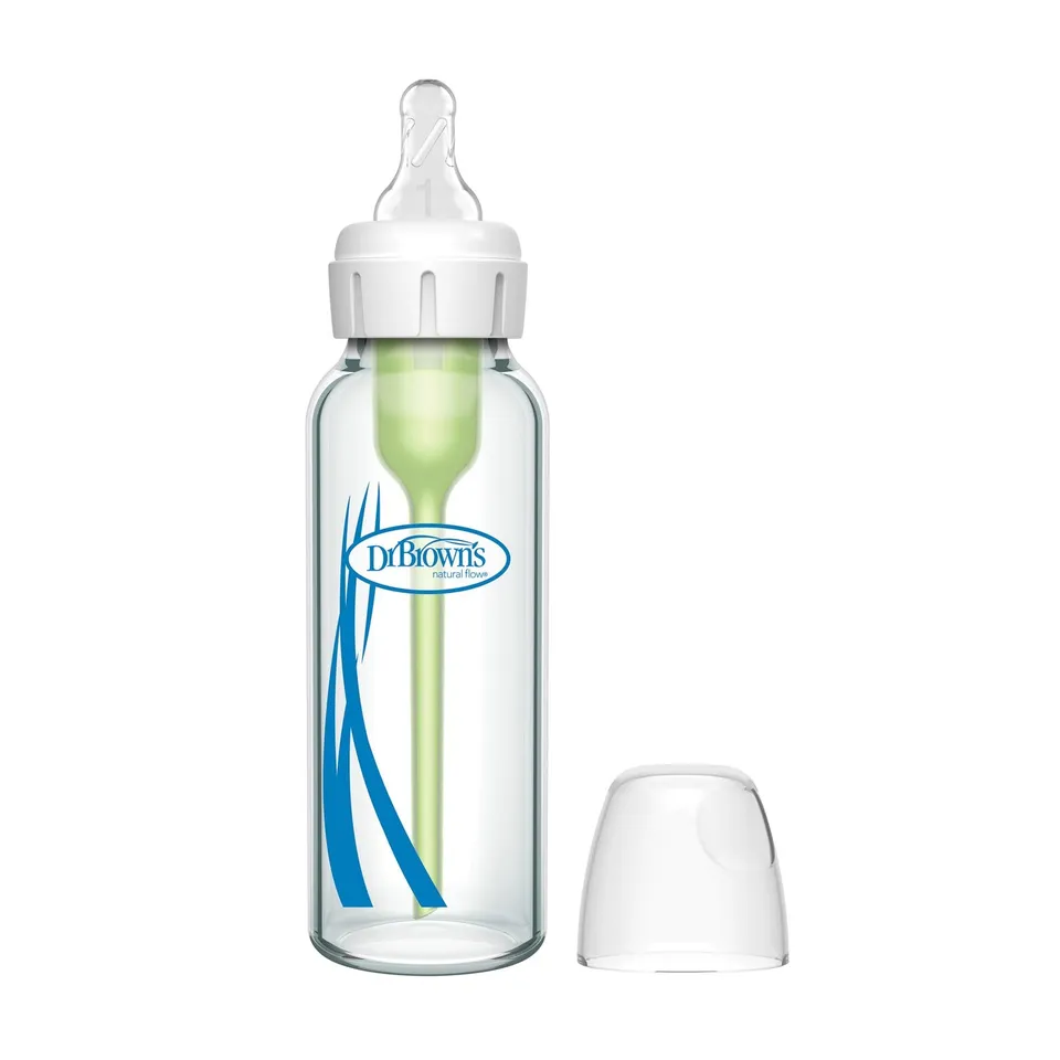 dr-brown-s-natural-flow-anti-colic-options-narrow-glass-baby-bottle-with-level-1 image 1