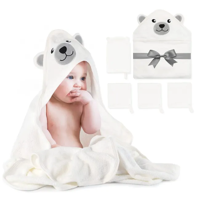 momcozy-baby-bath-towel-set-with-hood-5-piece-soft-breathable-for-newborns-b0bdq image 1