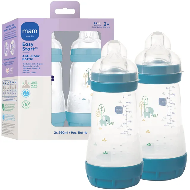 mam-easy-start-anti-colic-vented-baby-bottle-9oz-2-pack-boy-2-months image 1