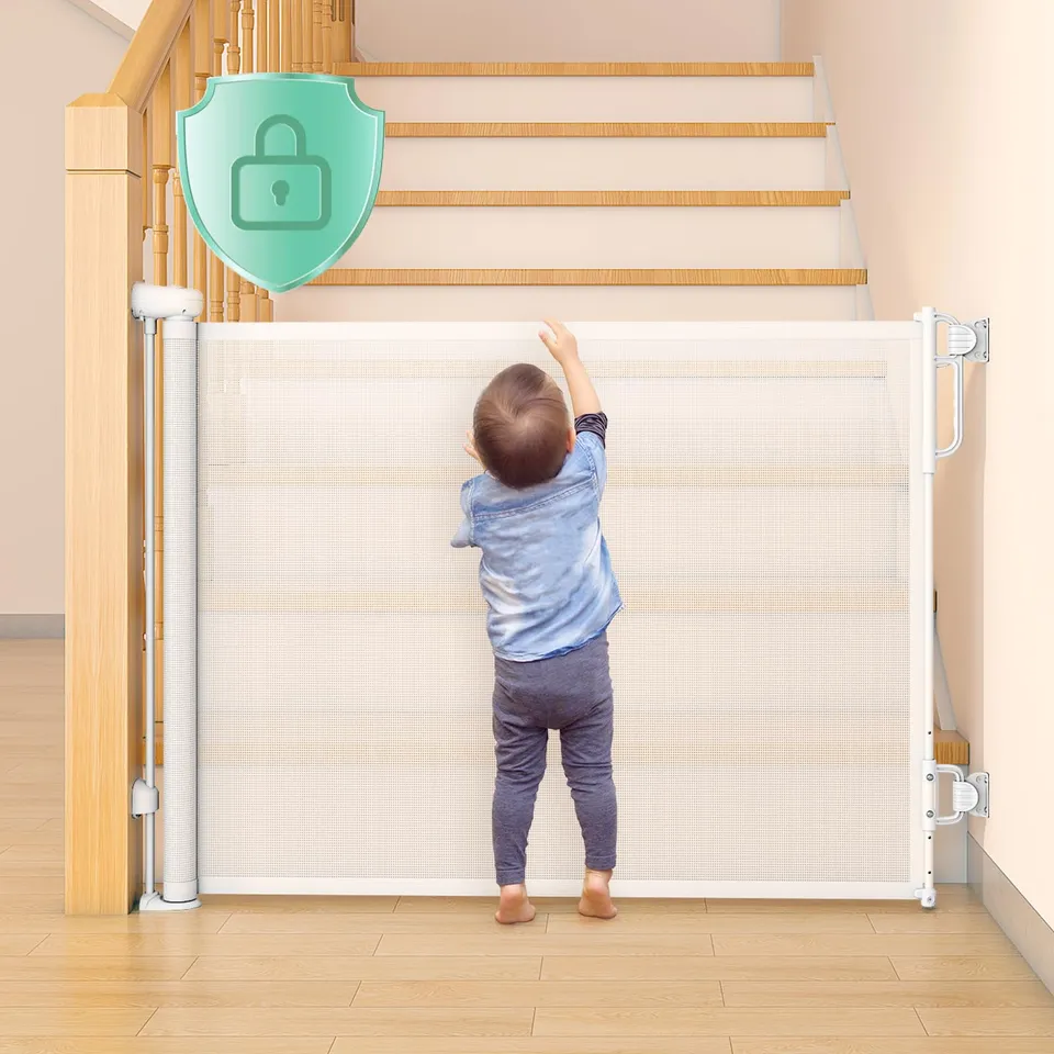 momcozy-auto-locking-retractable-mesh-baby-gate-33-tall-55-wide image 1