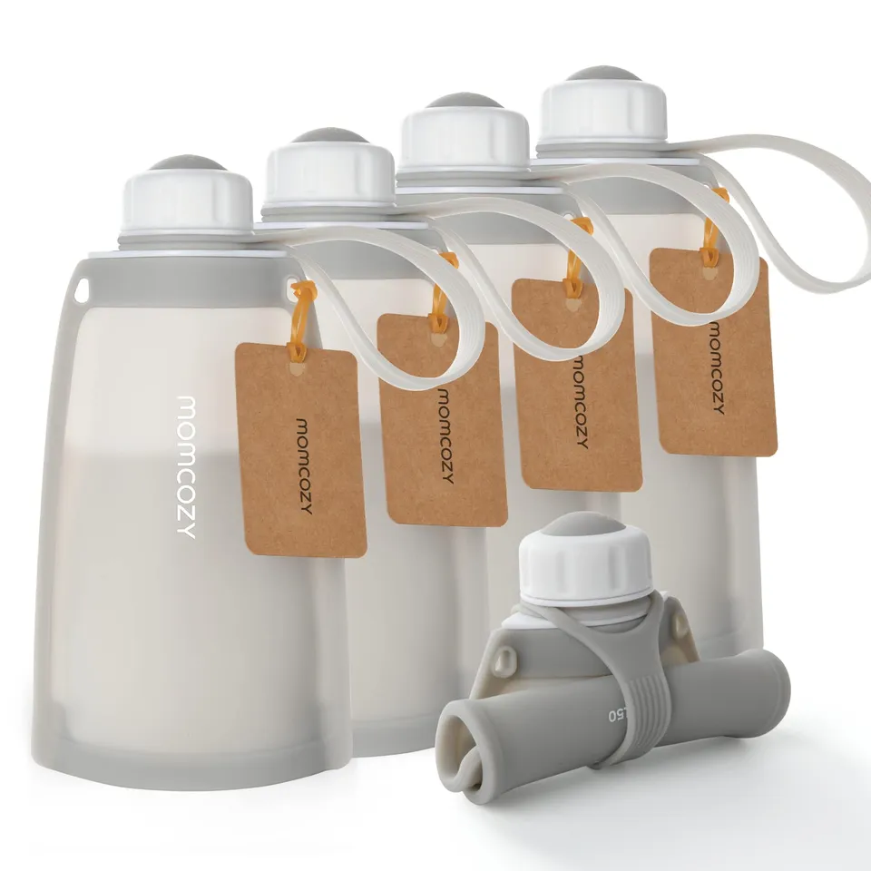 momcozy-silicone-breastmilk-storage-bags-reusable-8-5oz-5-pack-leak-proof-bpa-fr image 1