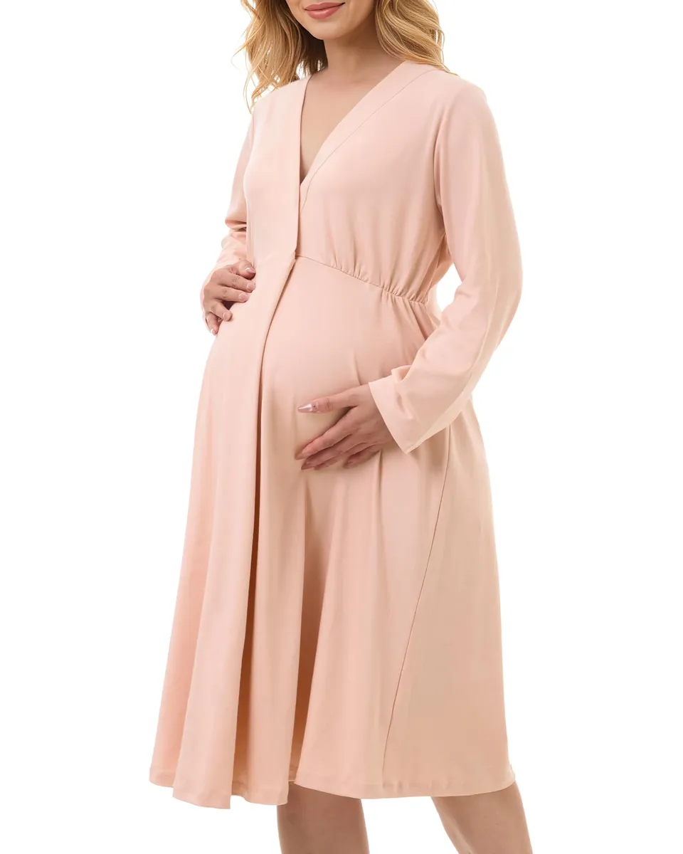 momcozy-nursing-maternity-nightgown-for-breastfeeding-labor-delivery-long-sleeve image 1