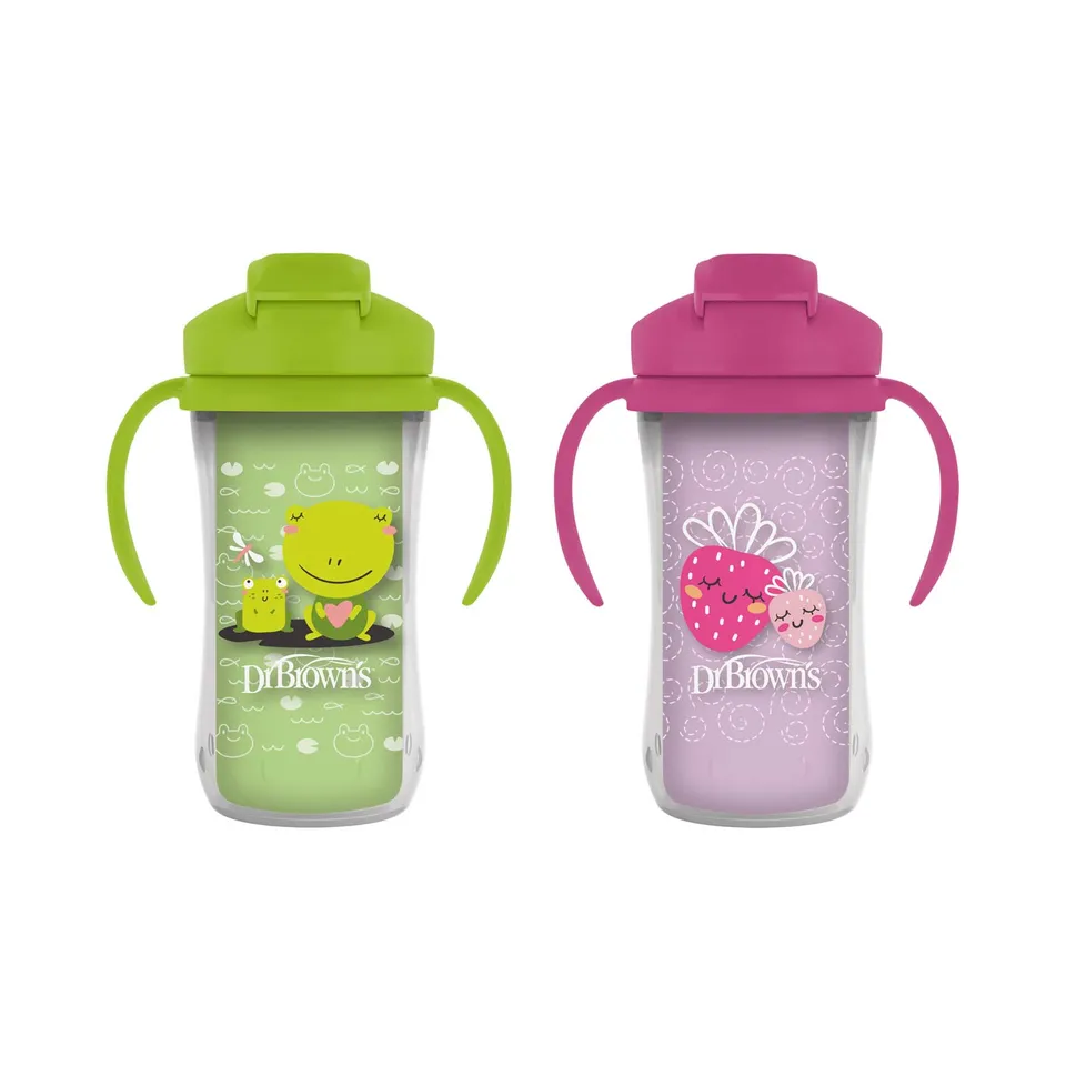 dr-brown-s-milestones-insulated-straw-cup-2-pack-spill-proof-double-wall image 1