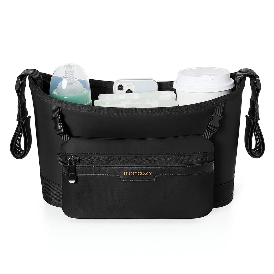momcozy-universal-stroller-organizer-stroller-caddy-with-insulated-cup-holders-s image 1