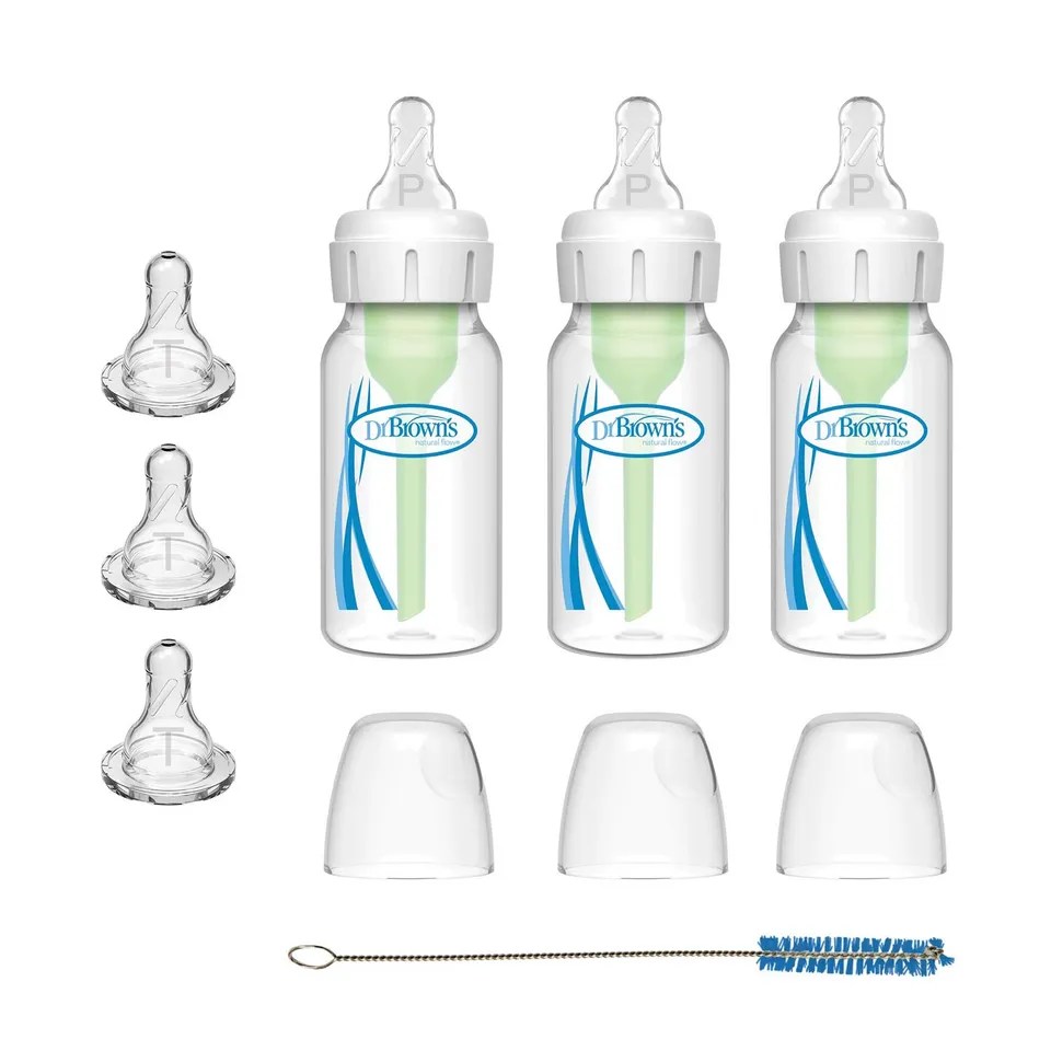dr-brown-s-preemie-flow-bottle-set-3-pack-with-preemie-and-level-t-nipples-4-oz- image 1