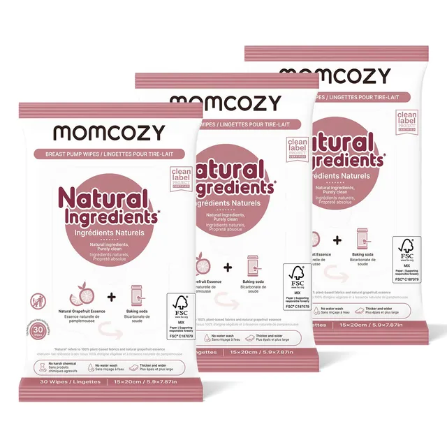 momcozy-natural-breast-pump-wipes-30-count-pack-of-3-fast-clean-with-grapefruit- image 1
