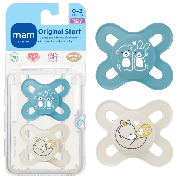 mam-original-start-newborn-pacifiers-0-3-months-skinsoft-silicone-2-pack image 1