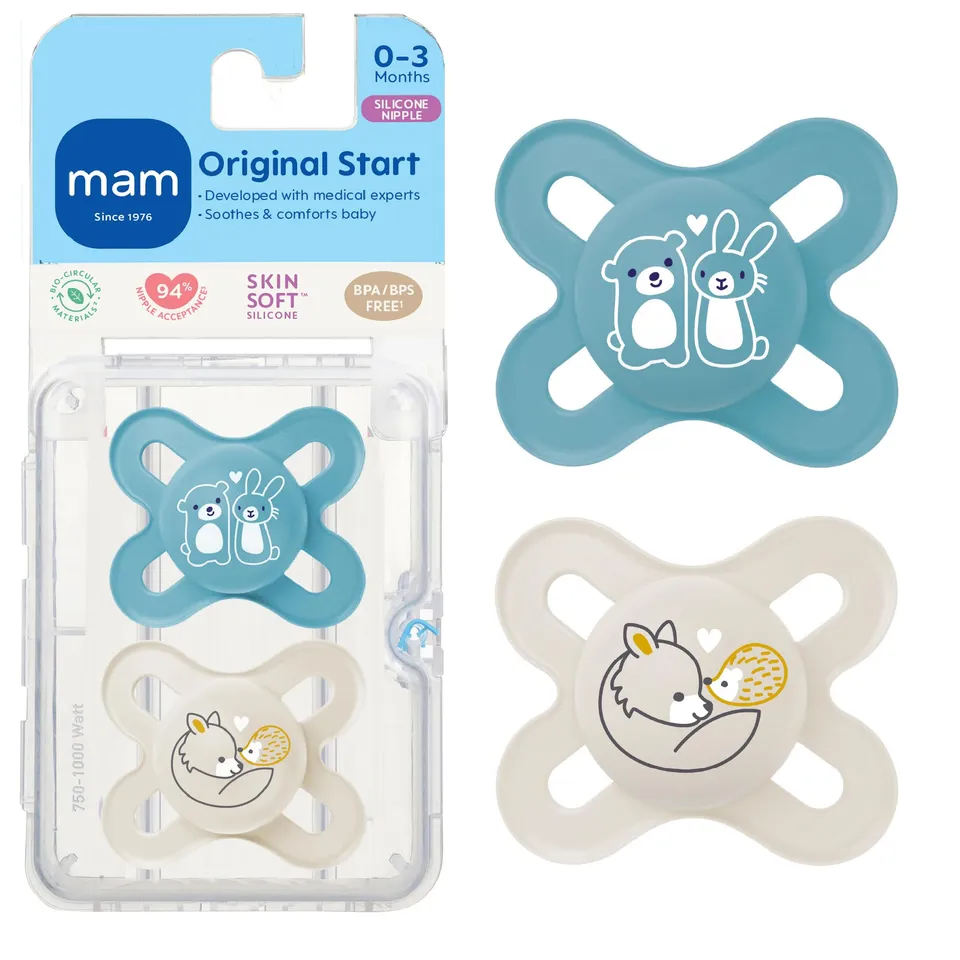 mam-original-start-newborn-pacifiers-0-3-months-skinsoft-silicone-2-pack image 1
