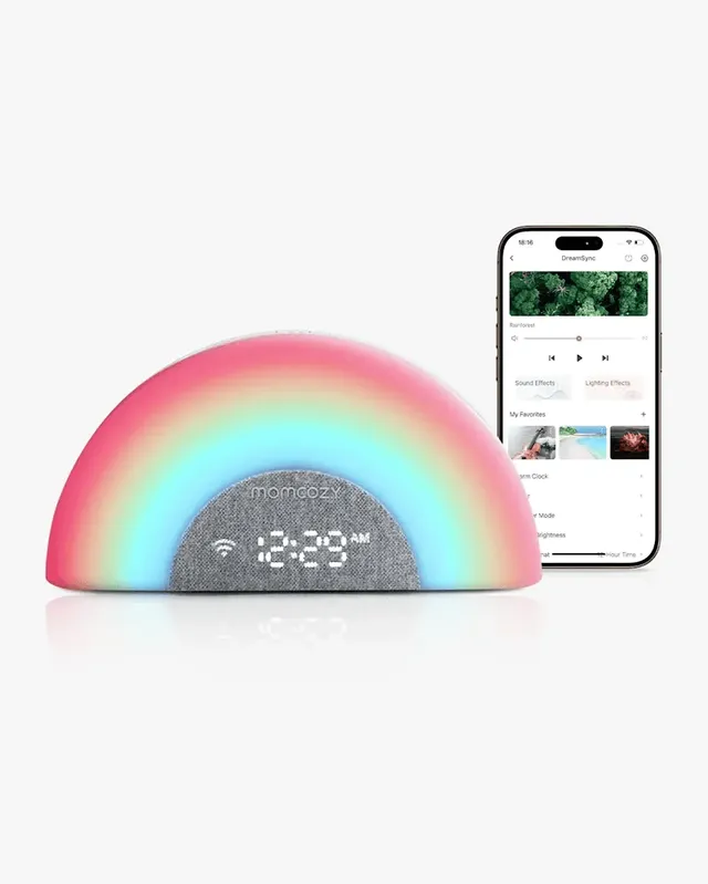 momcozy-dreamsync-tech-smart-baby-sound-machine-rainbow-light-app-control image 1