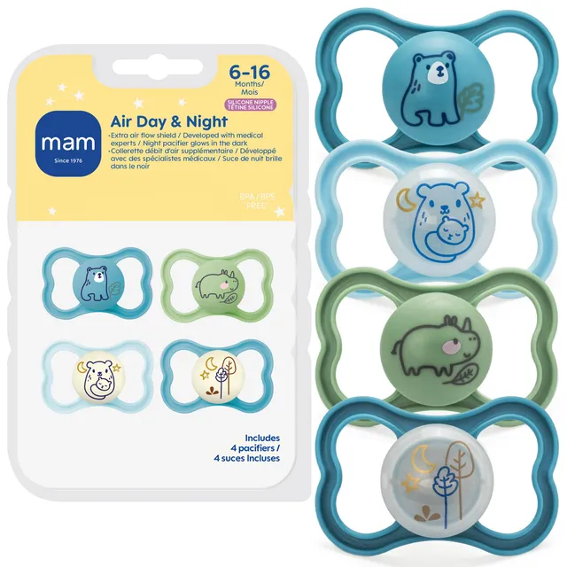 mam-air-pacifiers-for-babies-6-16-months-glow-in-the-dark-extra-airflow-sensitiv image 1