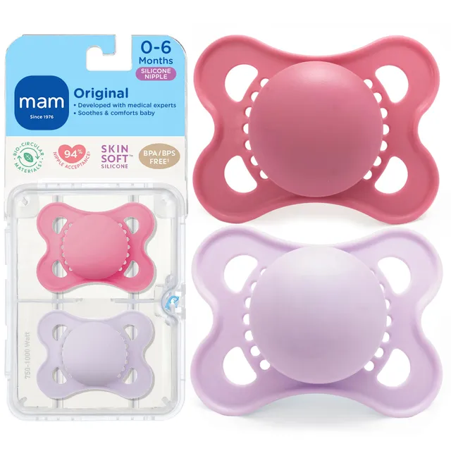 mam-original-matte-baby-pacifiers-0-6-months-2-pack-bpa-free-skinsoft-silicone-o image 1