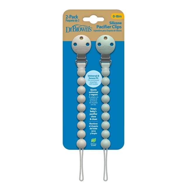 dr-brown-s-silicone-pacifier-clips-beaded-one-piece-silicone-design image 1