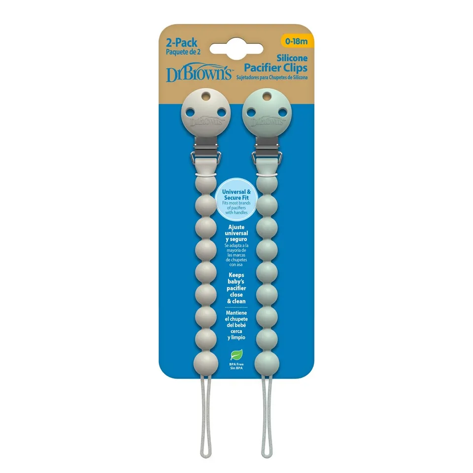 dr-brown-s-silicone-pacifier-clips-beaded-one-piece-silicone-design image 1