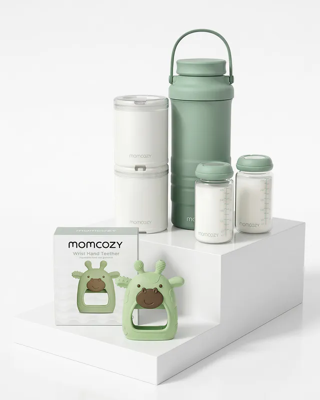 momcozy-on-the-go-baby-care-bundle-portable-breast-milk-cooler-teether-toys image 1