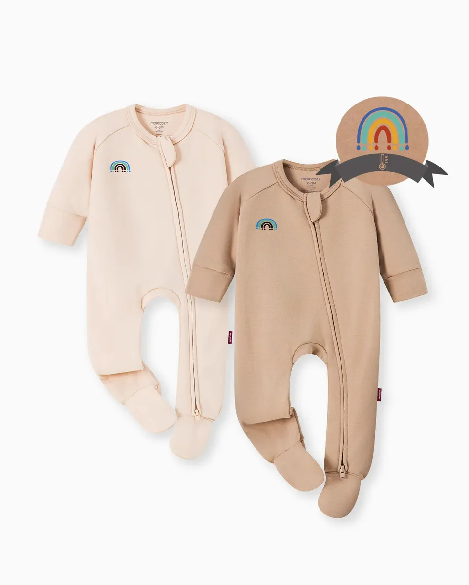 momcozy-baby-pajamas-newborn-sleepers-dull-brown-pinkish-grey image 1