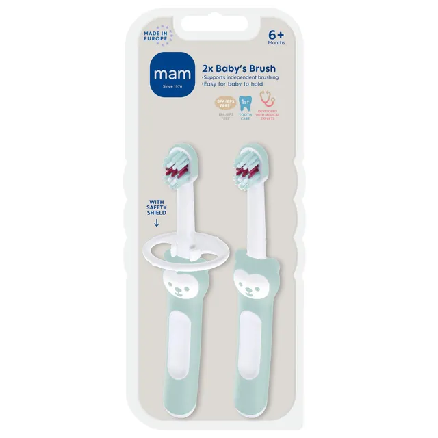 mam-baby-toothbrush-6-months-with-safety-shield-2-pack image 1