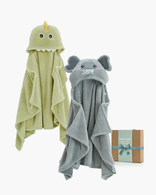 momcozy-coral-fleece-hooded-baby-bath-towel-soft-absorbent-and-warm image 1