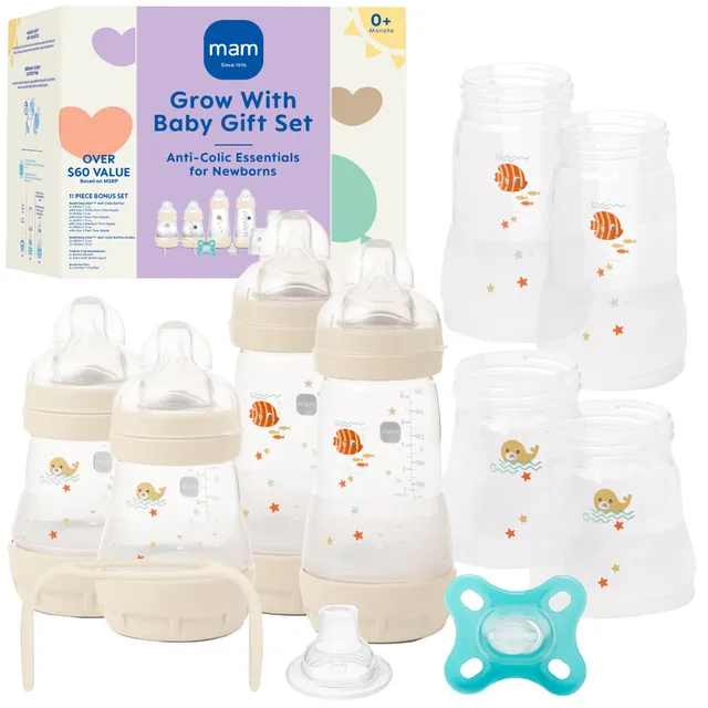 mam-grow-with-baby-anti-colic-bottle-pacifier-set-0-months-11-piece-feeding-syst image 1