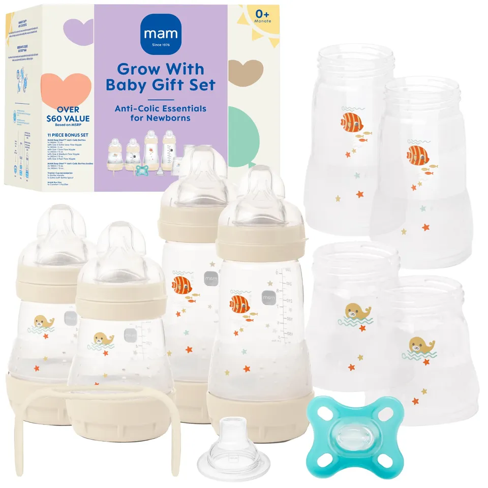 mam-grow-with-baby-anti-colic-bottle-pacifier-set-0-months-11-piece-feeding-syst image 1