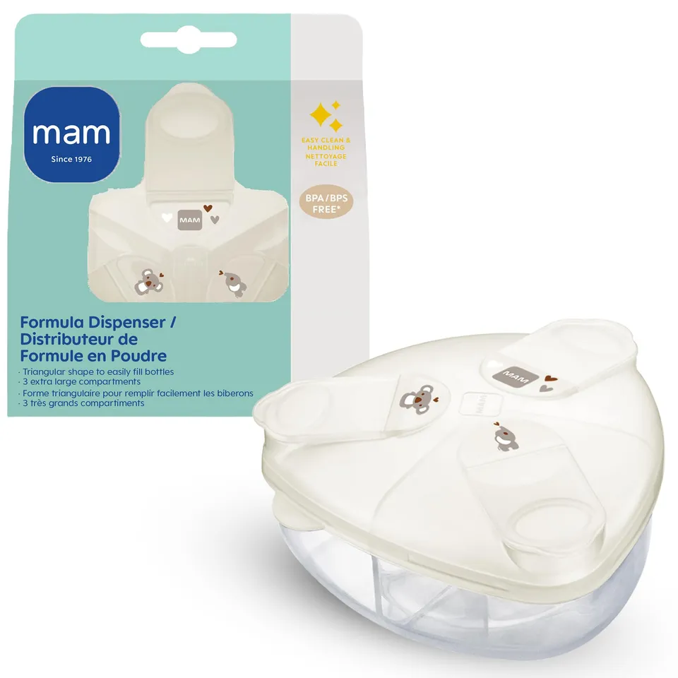 mam-spill-proof-baby-formula-dispenser-3-compartment-with-1-4oz-40g-each-travel- image 1