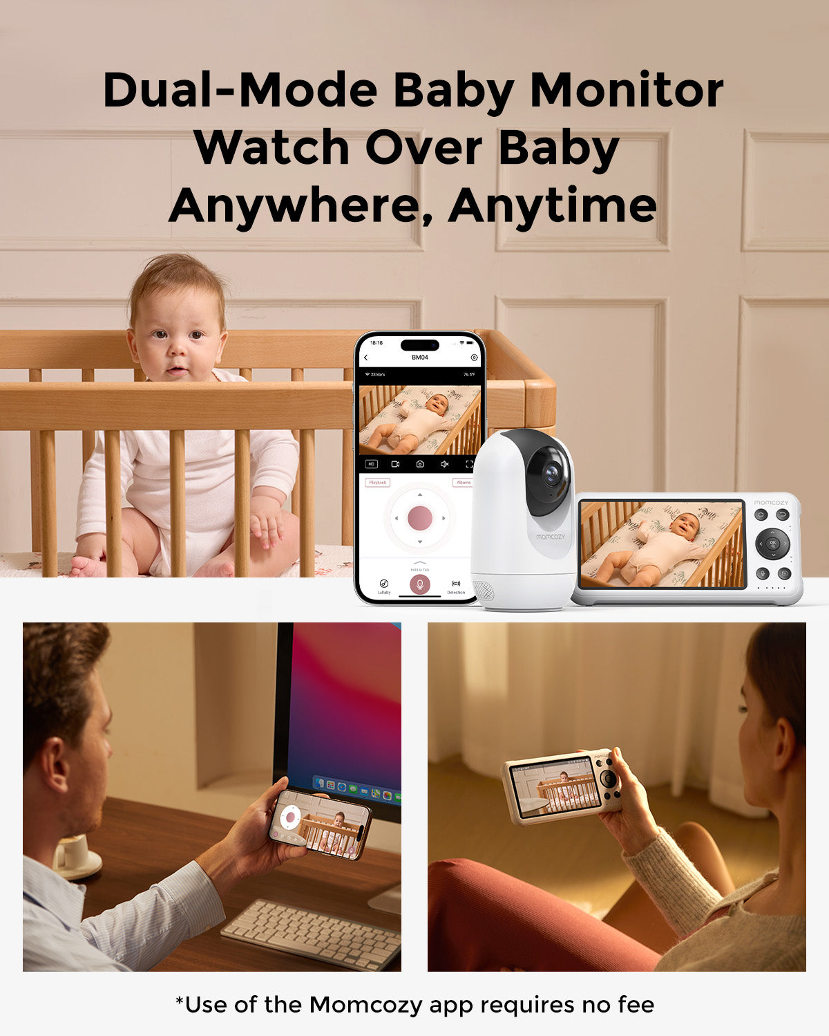 momcozy-5-inch-dual-mode-smart-baby-monitor-bm04-with-2-cameras image 2