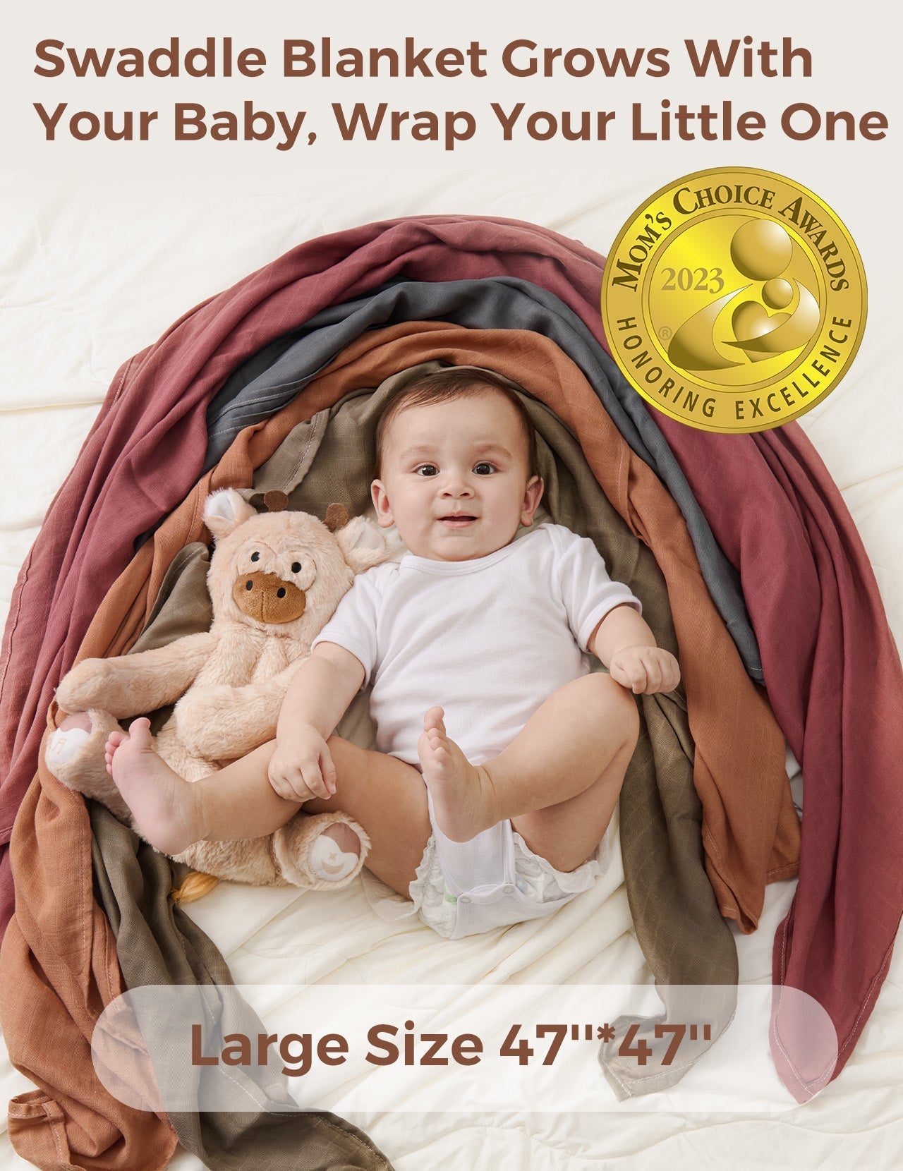 momcozy-softness-swaddle-blankets-brown-4-pack image 2
