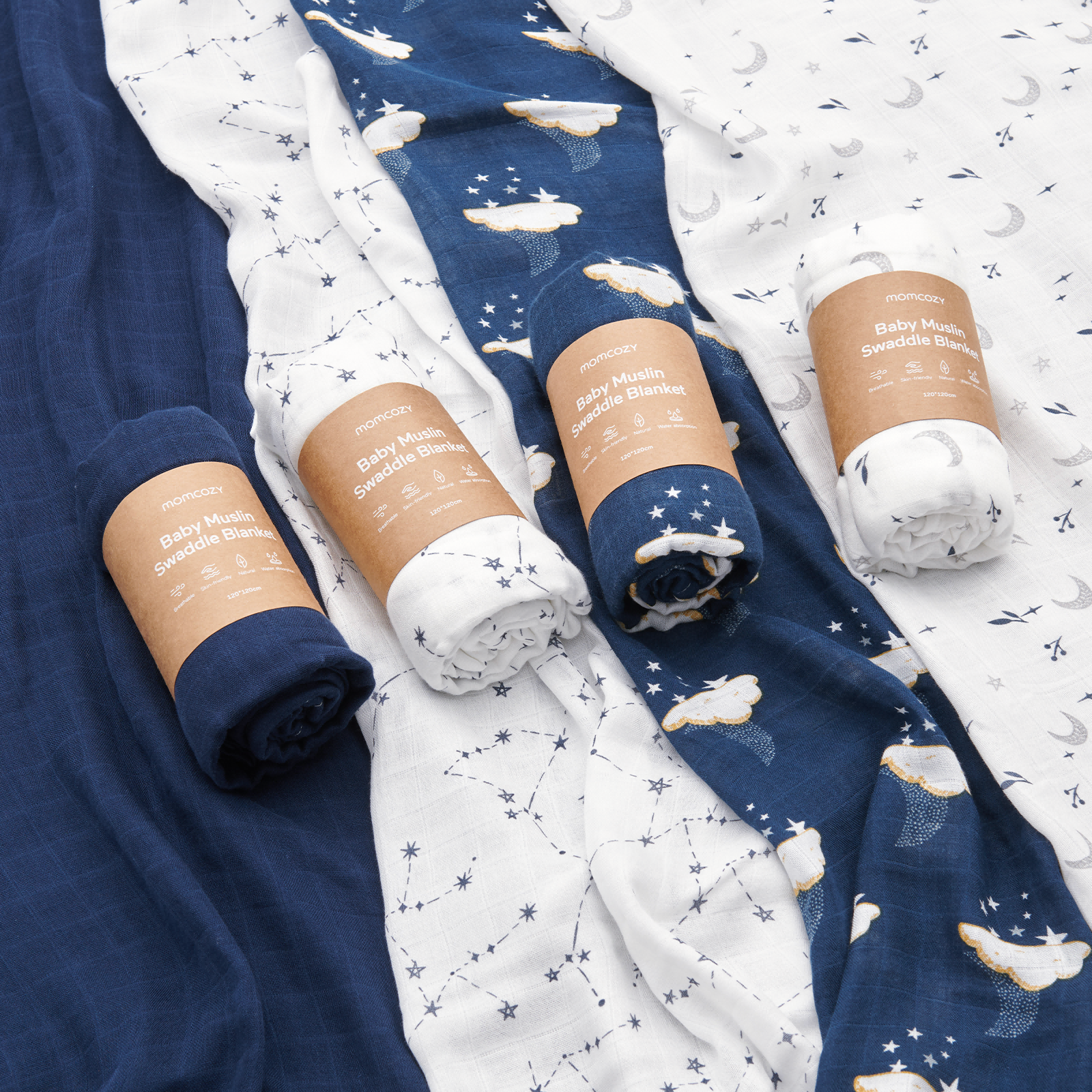 momcozy-softness-swaddle-blankets-midnight-star-clouds-4-pack-ultra-soft-breatha image 6