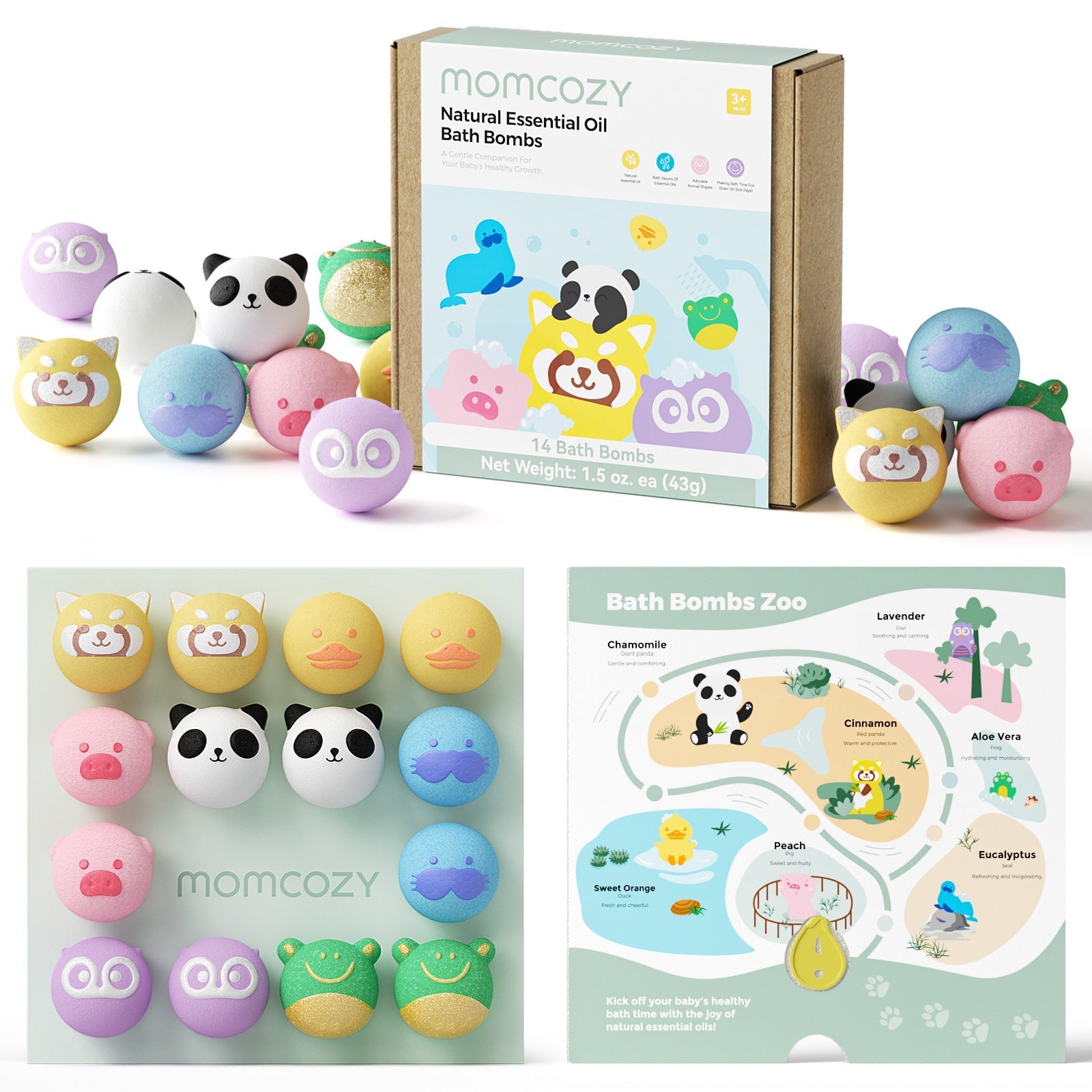 momcozy-natural-essential-oil-bath-bombs-with-7-cute-animal-shapes-14-pcs image 7