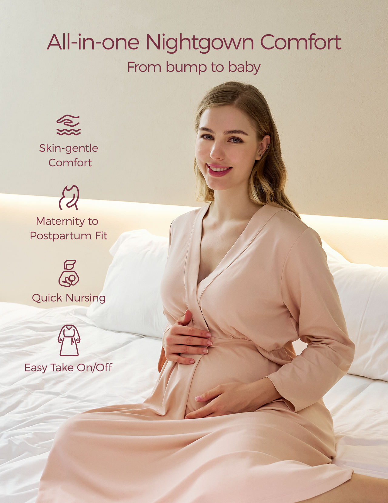 momcozy-women-s-nursing-maternity-nightgown-for-breastfeeding-soft-breathable-bu image 2
