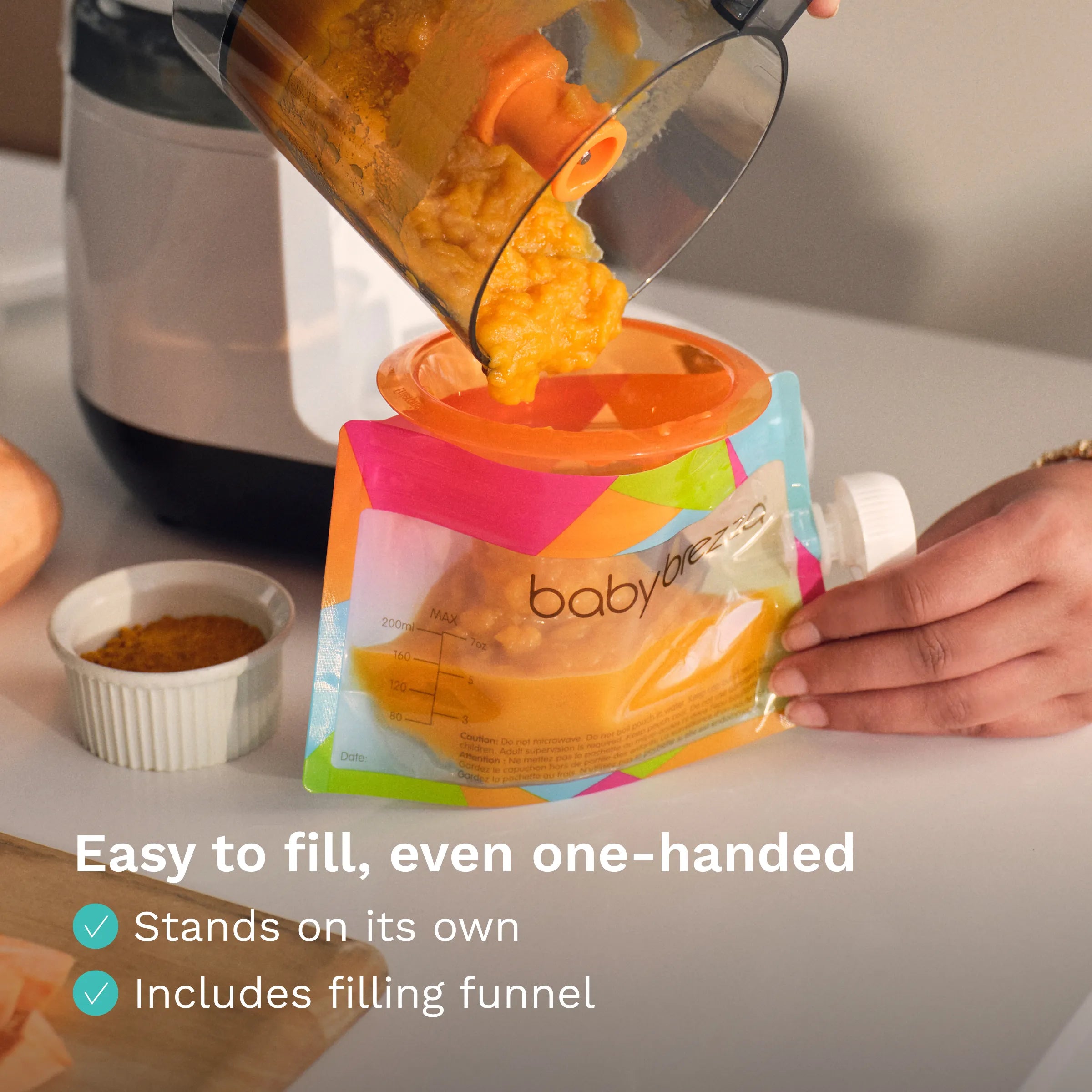 baby-brezza-reusable-baby-food-pouches-10-pack-with-filling-funnel-bpa-free-dish image 3