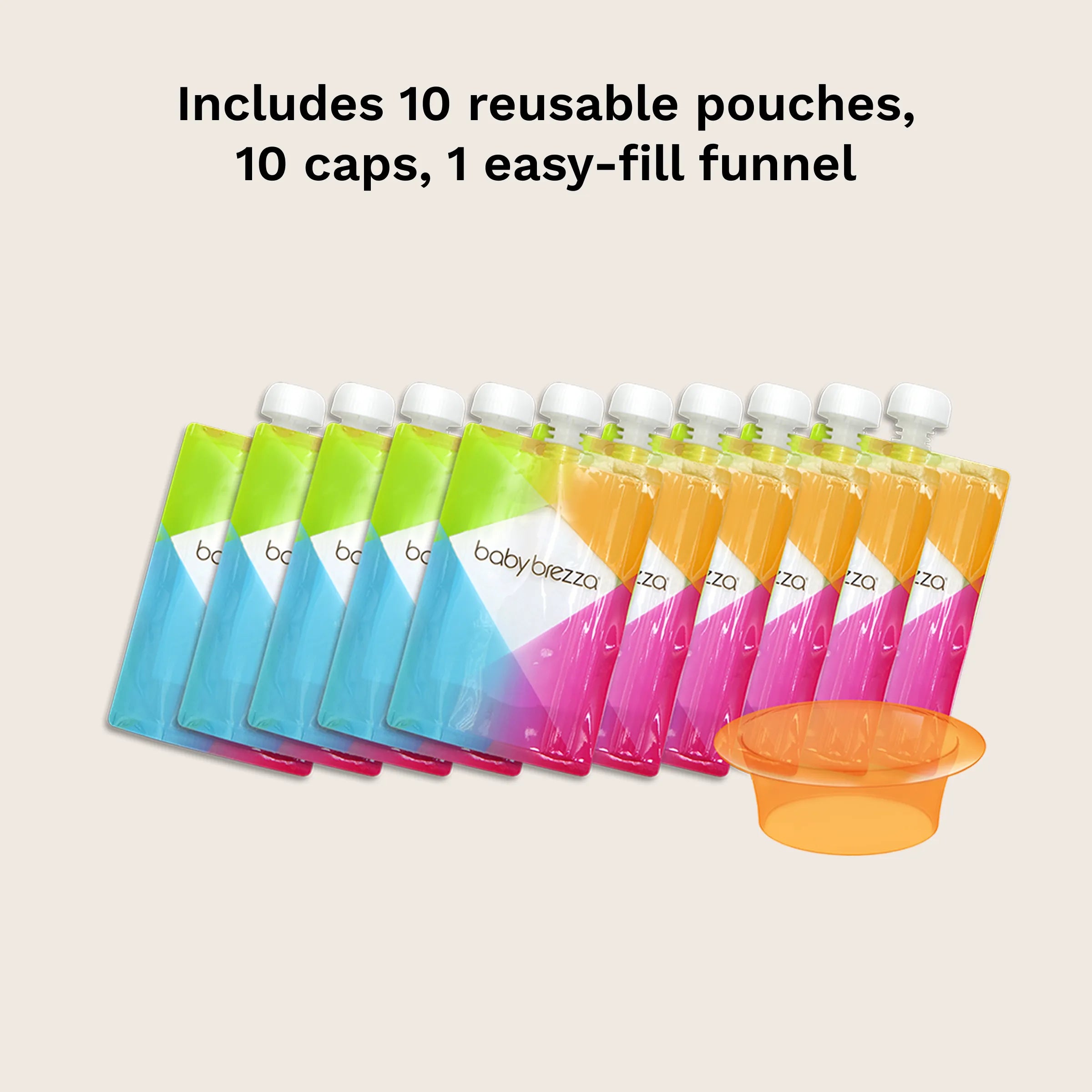 baby-brezza-reusable-baby-food-pouches-10-pack-with-filling-funnel-bpa-free-dish image 7